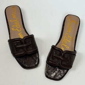 NEW Sam Edelman women's 8.5M  dark brown leather irian slip on slide sandals